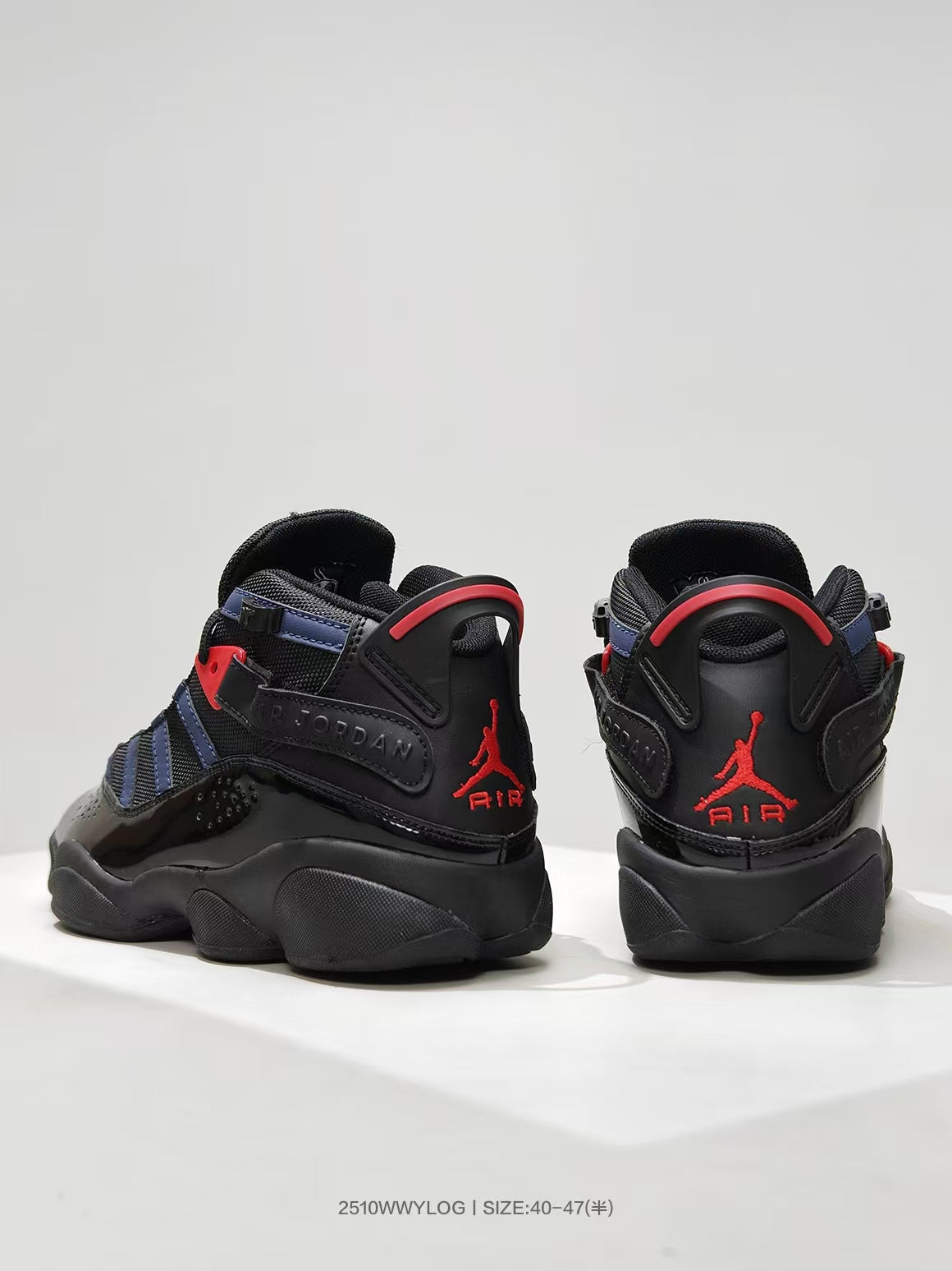 Jordan Six Rings Sneakers in Black Navy Red - product image from the listing.
