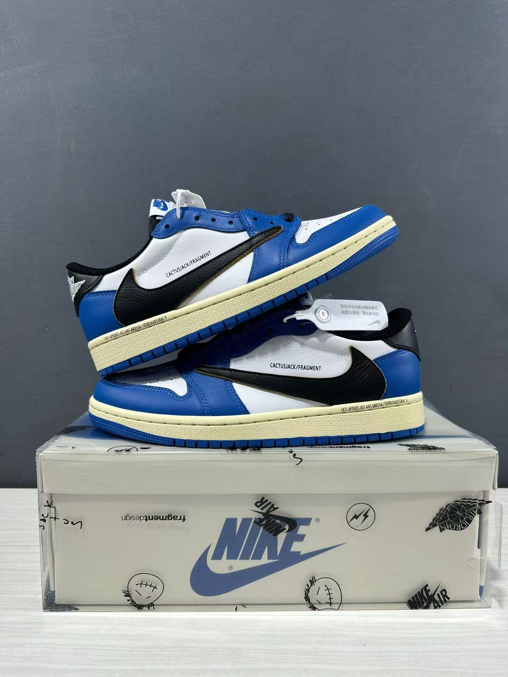 Jordan 1 Low Travis Scott Fragment in Blue White DM7866-141 - product image from the listing.