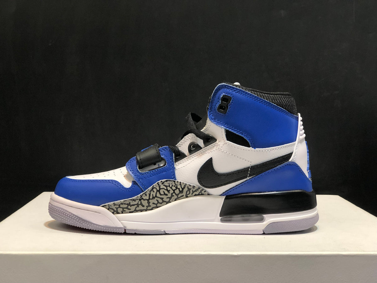 Jordan Legacy 312 High-Top Sneakers in White Blue AQ4160-104 - product image from the listing.