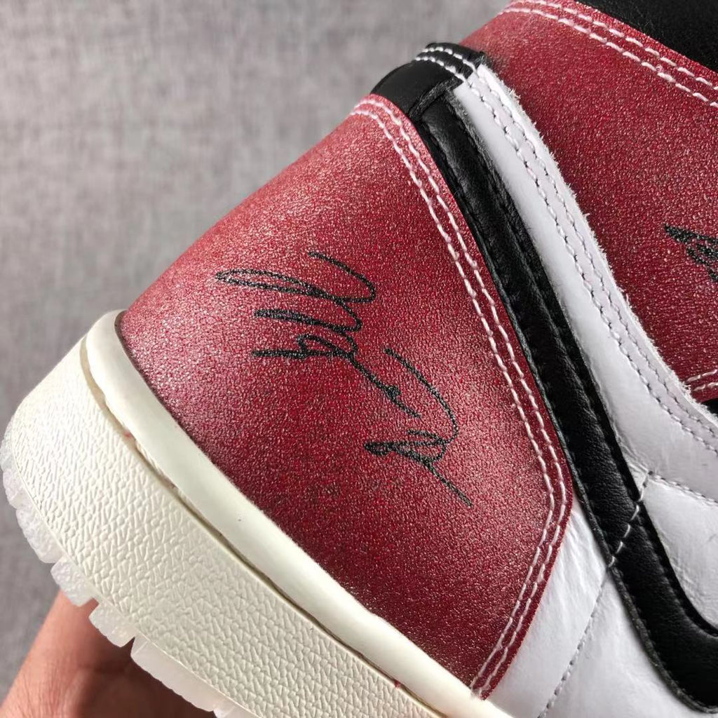Jordan Trophy Room Air Jordan 1 High OG Sneakers in Red White Black DA2728-100 - product image from the listing.