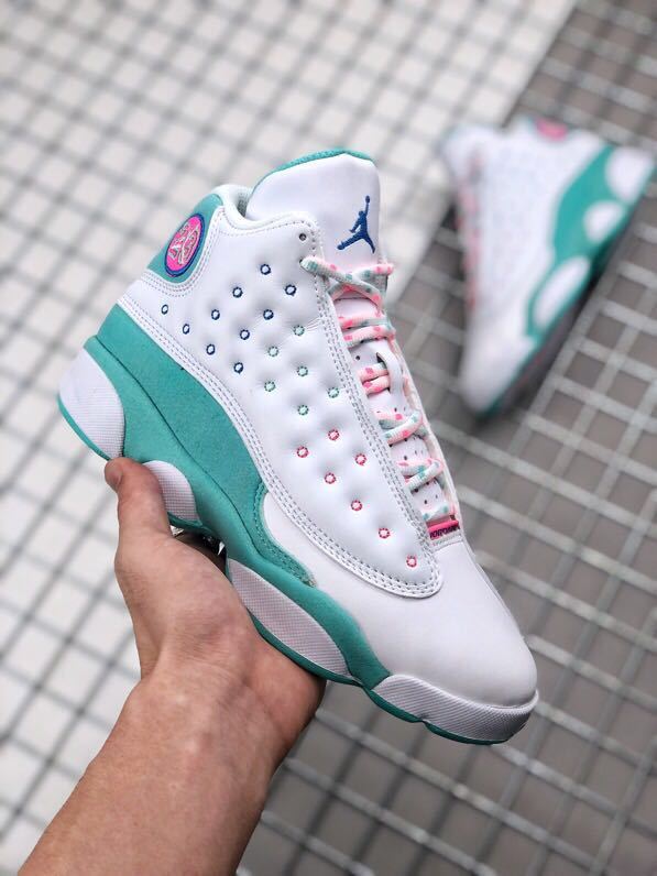 Air Jordan 13 GS Aurora Green Sneakers 439358-100 - product image from the listing.