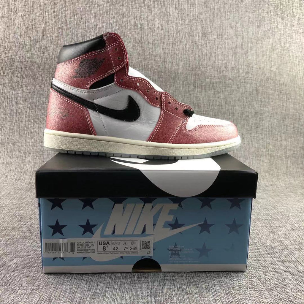 Jordan Trophy Room Air Jordan 1 High OG Sneakers in Red White Black DA2728-100 - product image from the listing.