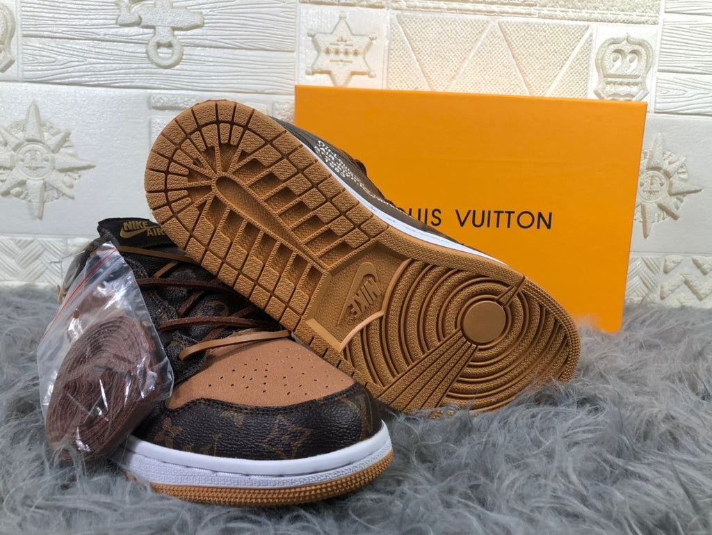 Brown Black Sneakers with Monogram Print - Jordan 1 Low - product image from the listing.