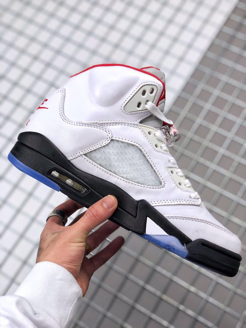 Air Jordan 5 Fire Red High-Top Sneakers - product image from the listing.