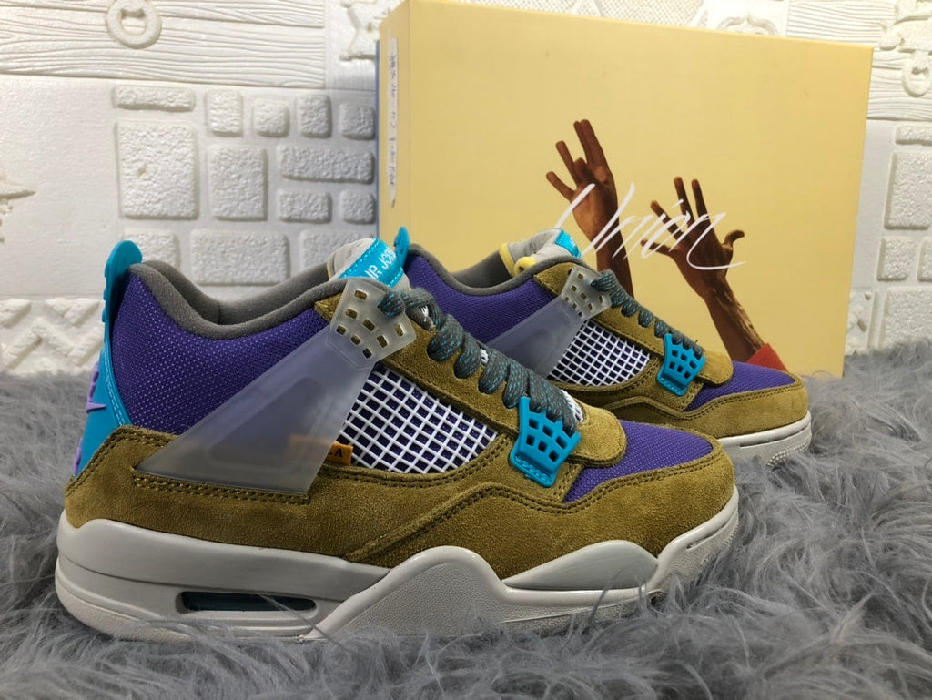 Air Jordan 4 Desert Moss Sneakers Olive Purple DJ5718-300 - product image from the listing.