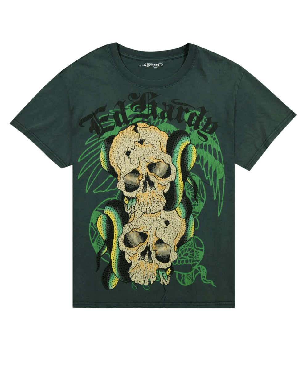 Skulls Rhinestone Boxy T-Shirt by Ed Hardy — product image