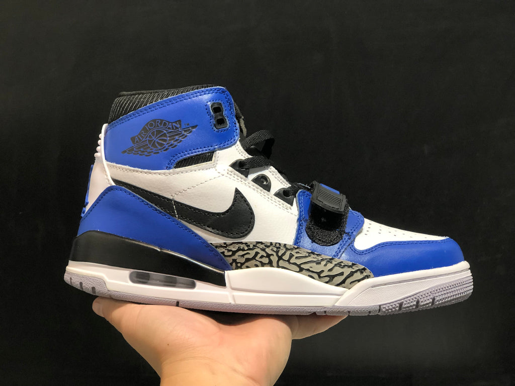 Jordan Legacy 312 High-Top Sneakers in White Blue AQ4160-104 - product image from the listing.