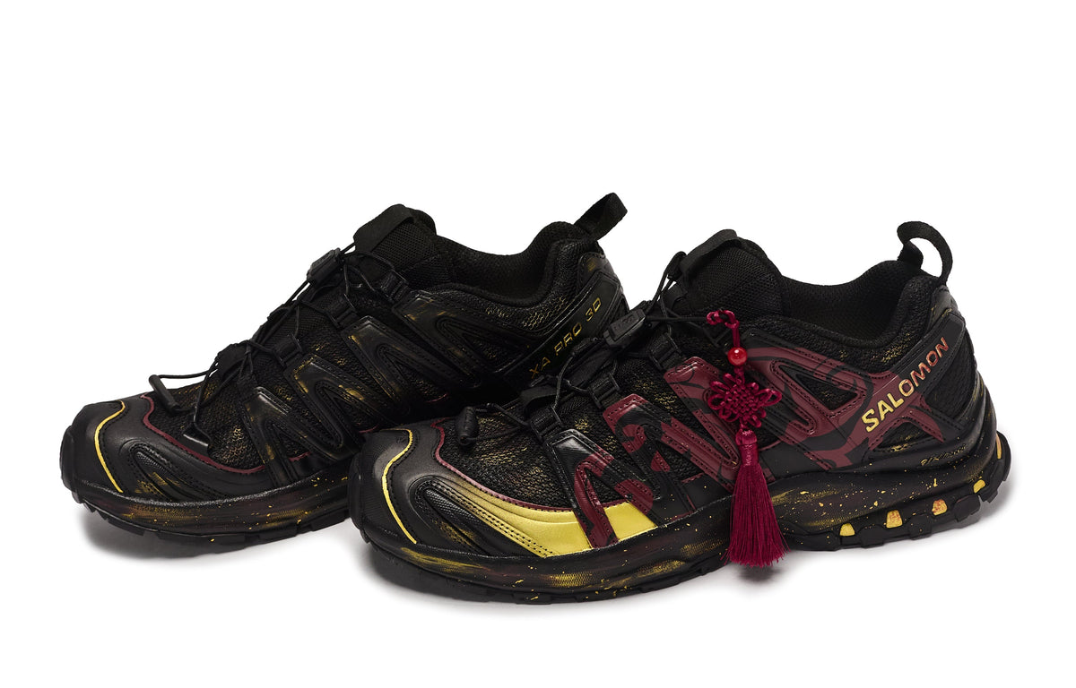 Salomon XA Pro 3D Black / Burgundy / Gold Sneakers