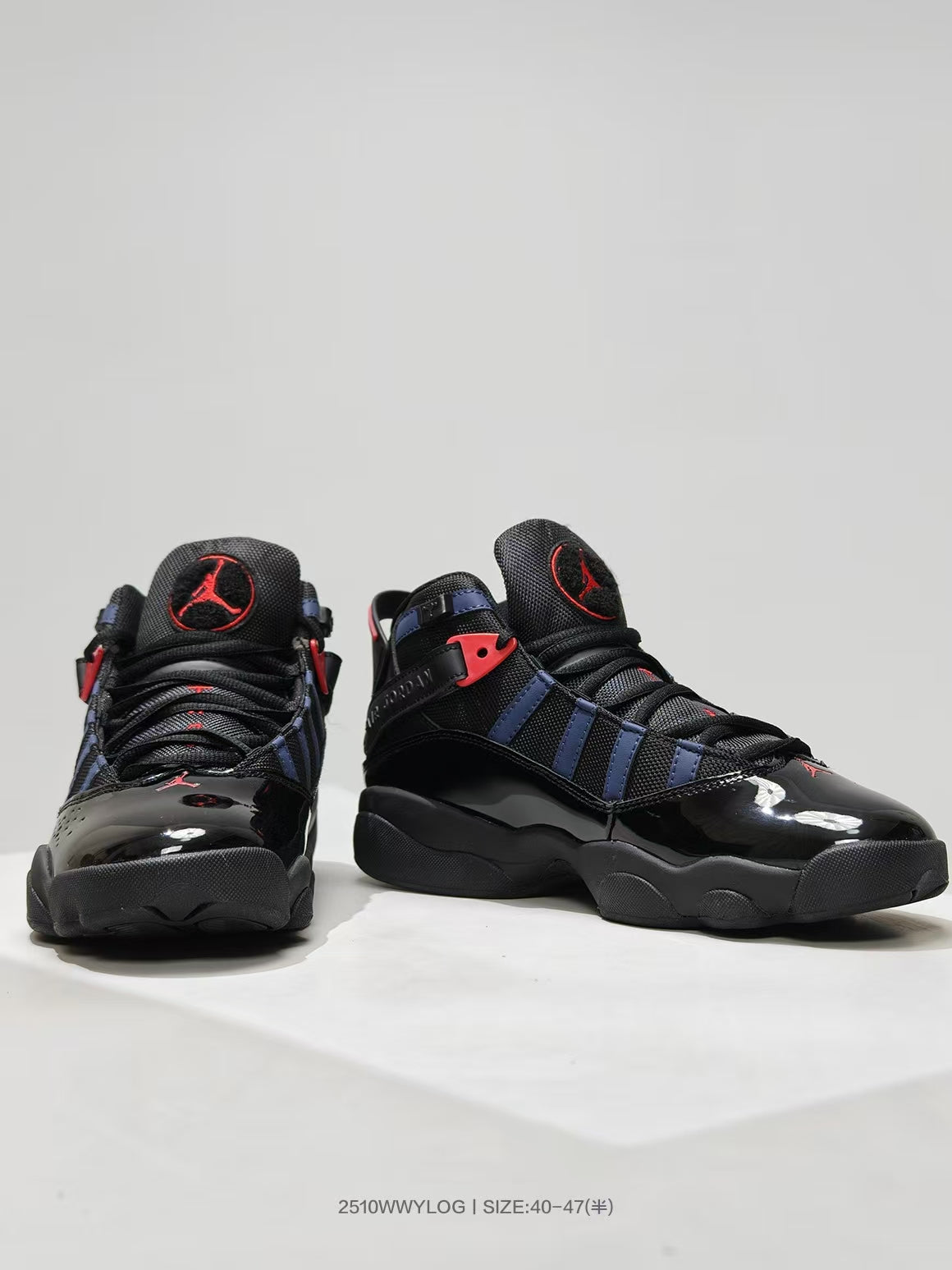 Jordan Six Rings Sneakers in Black Navy Red - product image from the listing.