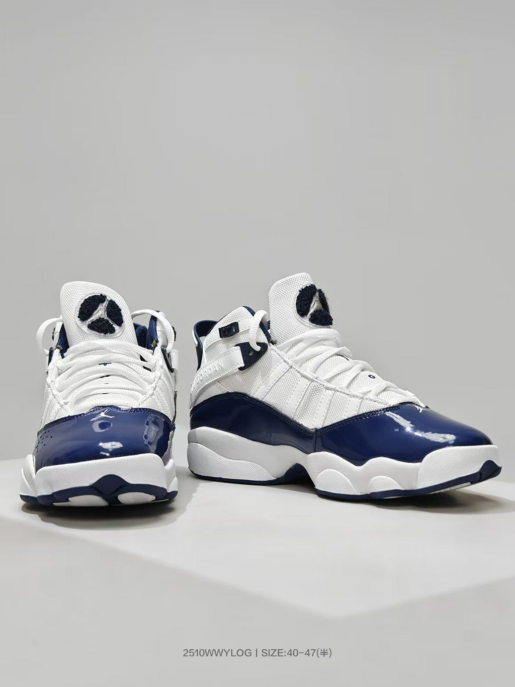 Jordan 6 Sneakers in White and Navy - product image from the listing.