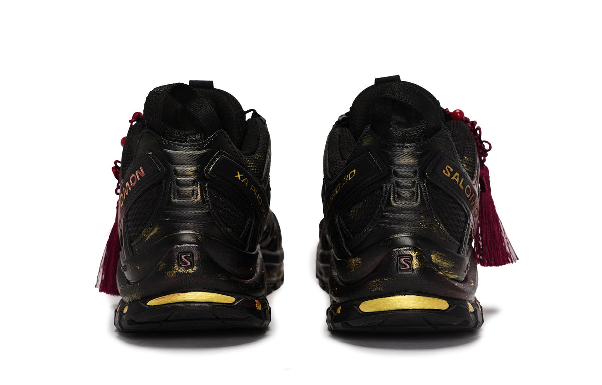 Salomon XA Pro 3D Black / Burgundy / Gold Sneakers