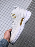 Air Jordan 12 OVO Sneakers in White Gold 873864-102 - product image from the listing.