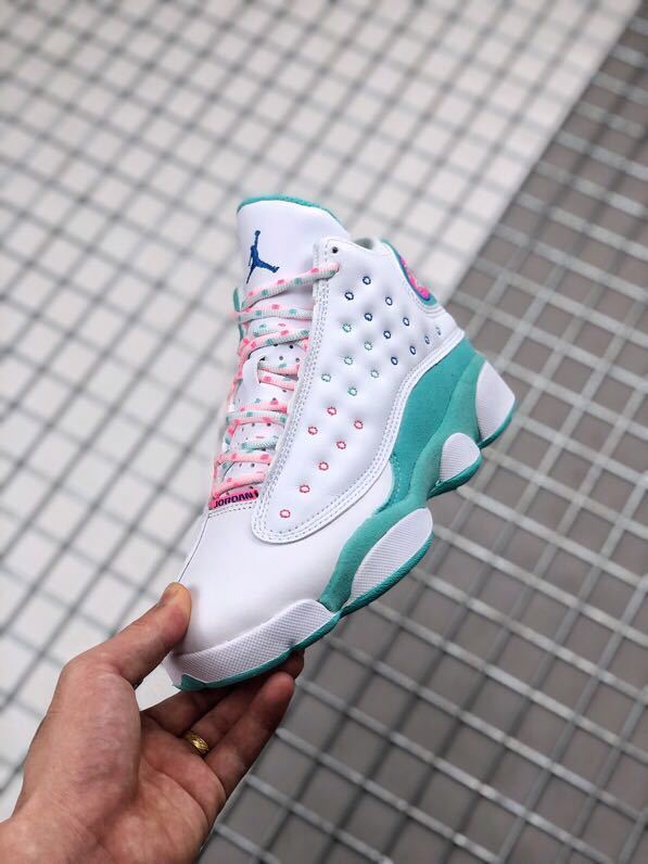 Air Jordan 13 GS Aurora Green Sneakers 439358-100 - product image from the listing.