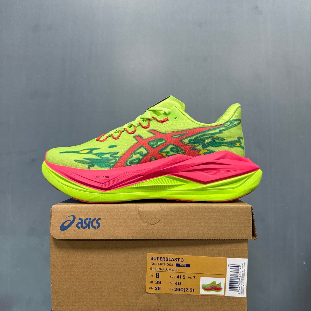 ASICS Superblast 3 Running Shoes Green Plum in Red 1013A189-002 - product image from the listing.