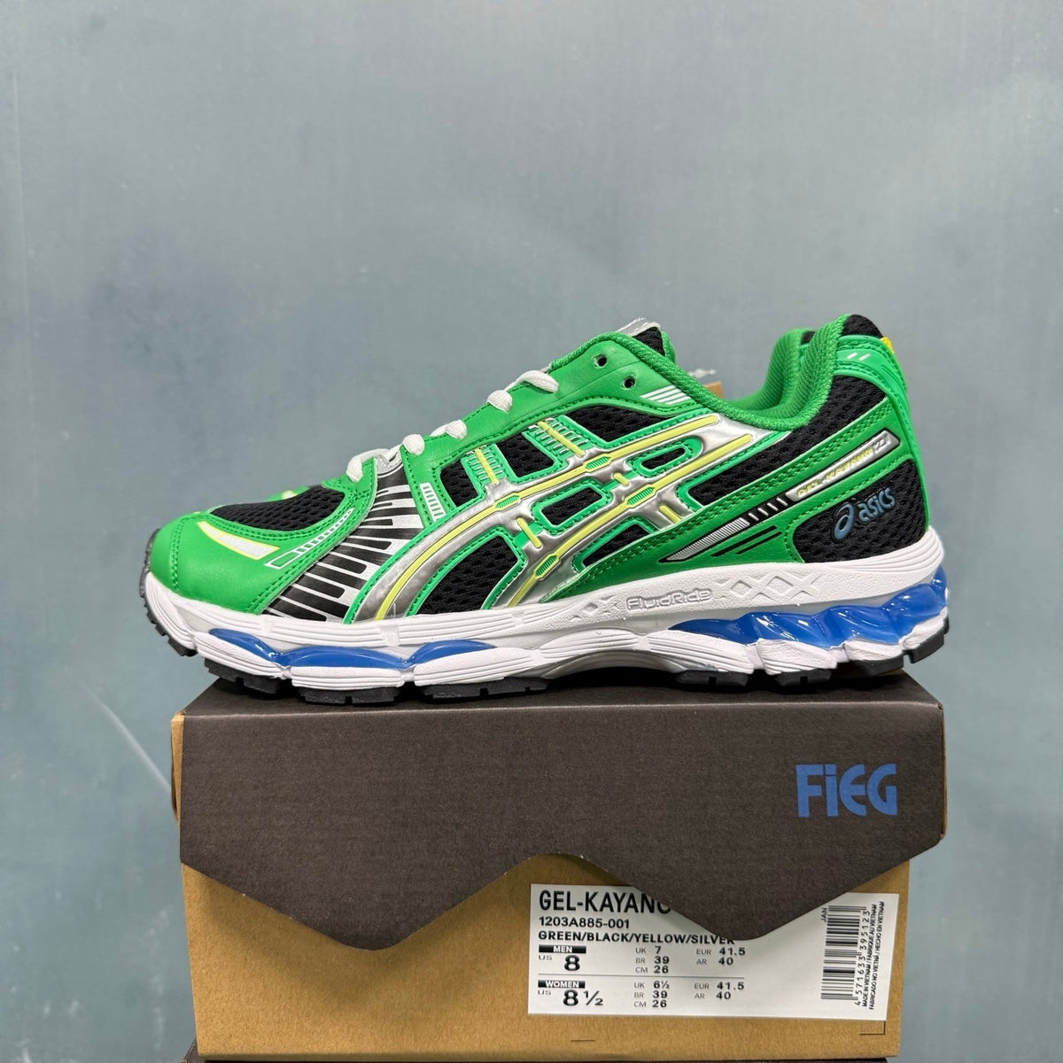 ASICS GEL-KAYANO 14 Green Black 1203A885-001 Trainers - product image from the listing.