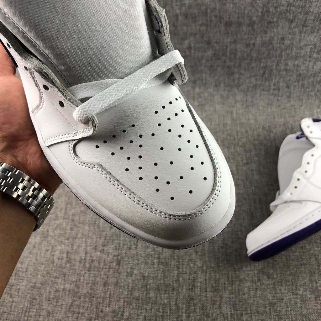 Air Jordan 1 Court Purple High-Cut Sneakers White/Purple CD0461-151 - product image from the listing.