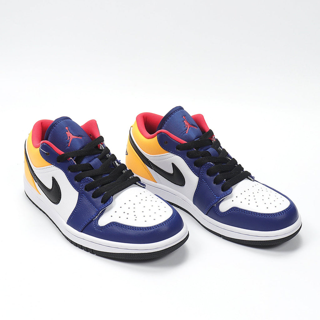 Jordan 1 Low Sneakers in Blue, in White and Yellow 553558-123 - product image from the listing.