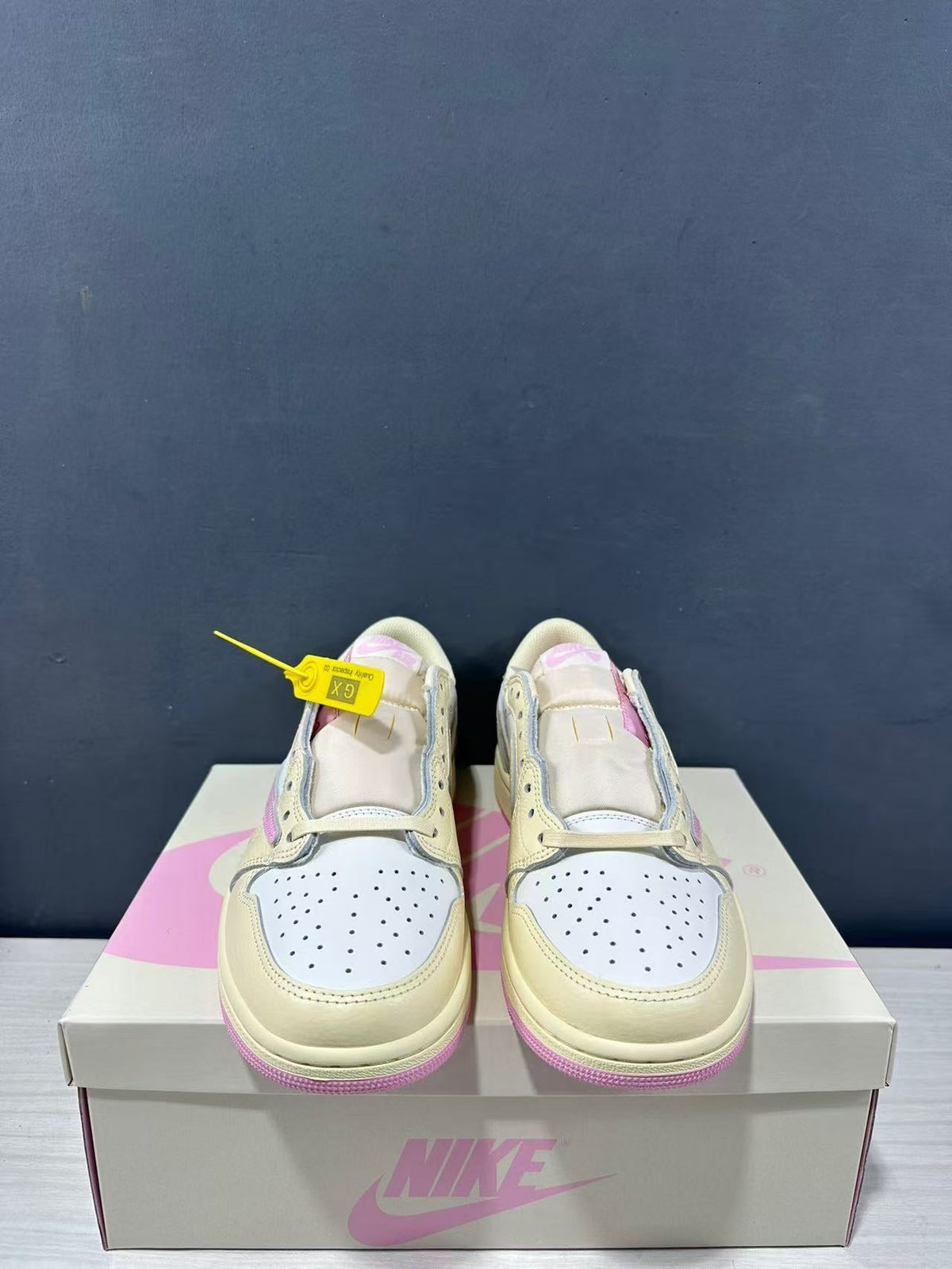Jordan Travis Scott Air Jordan 1 Low OG Shy Sneakers in Pink - product image from the listing.