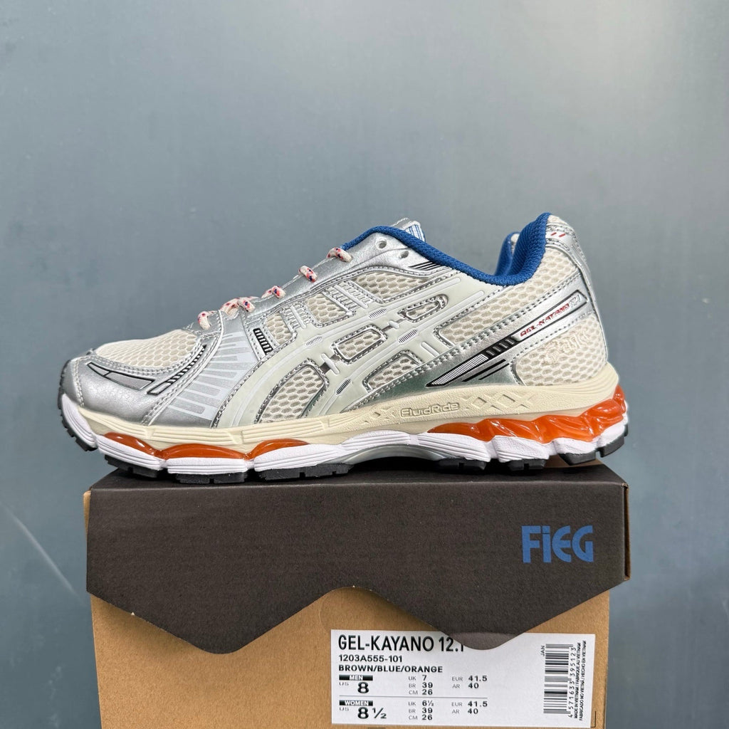 ASICS GEL-KAYANO 12.1 Sneakers in Brown Blue Orange - product image from the listing.