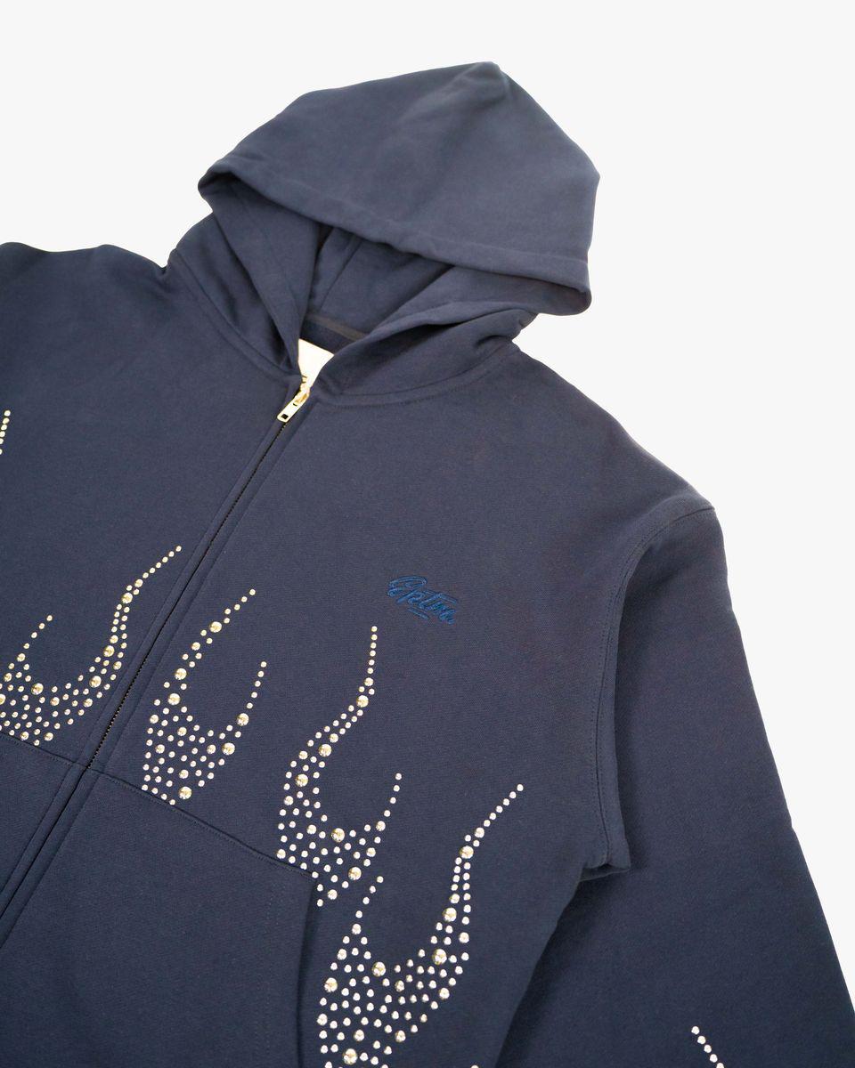 NAVY METAL FLAME ZIP UP HOODIE by EPTM — product image