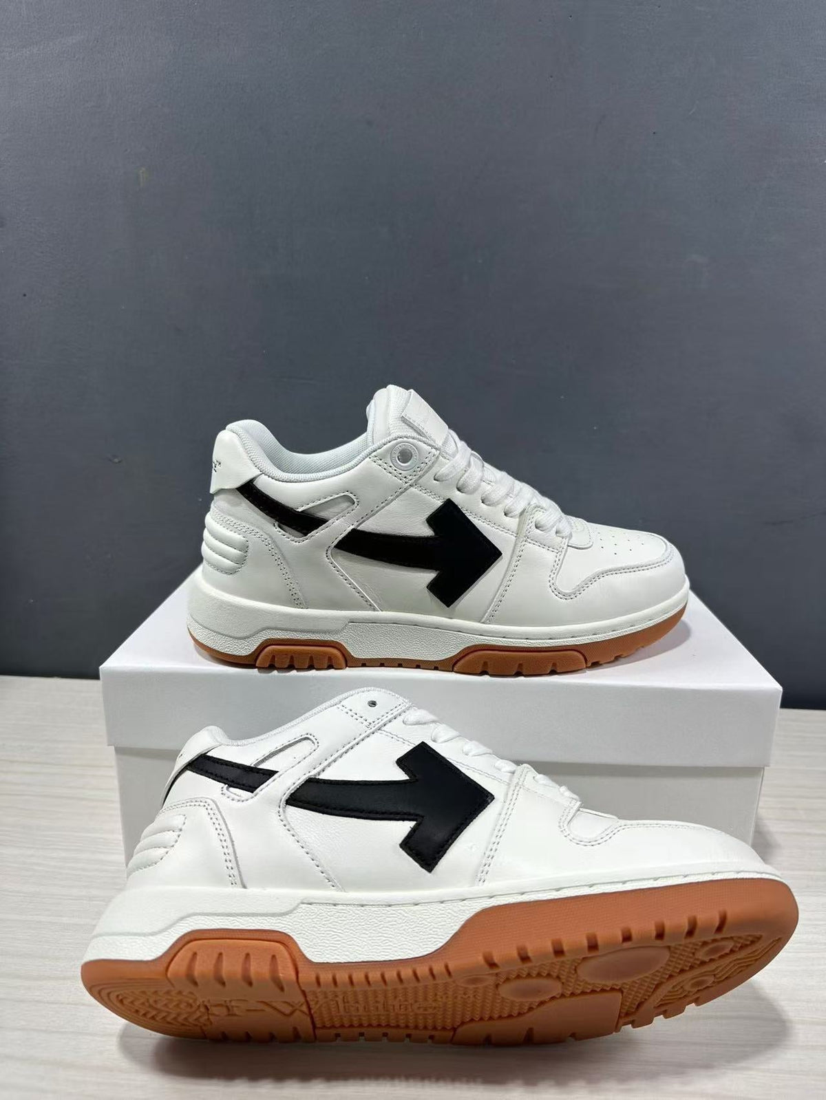 Off-White Out Of Office Sneakers in White Black OMIA189C99LEA0110110 - product image from the listing.