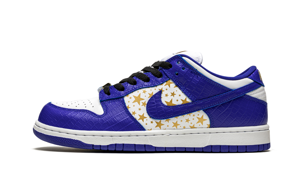 "Supreme - Stars - Hyper Blue" SB Dunk Low DH3228 100 - product image from the listing.