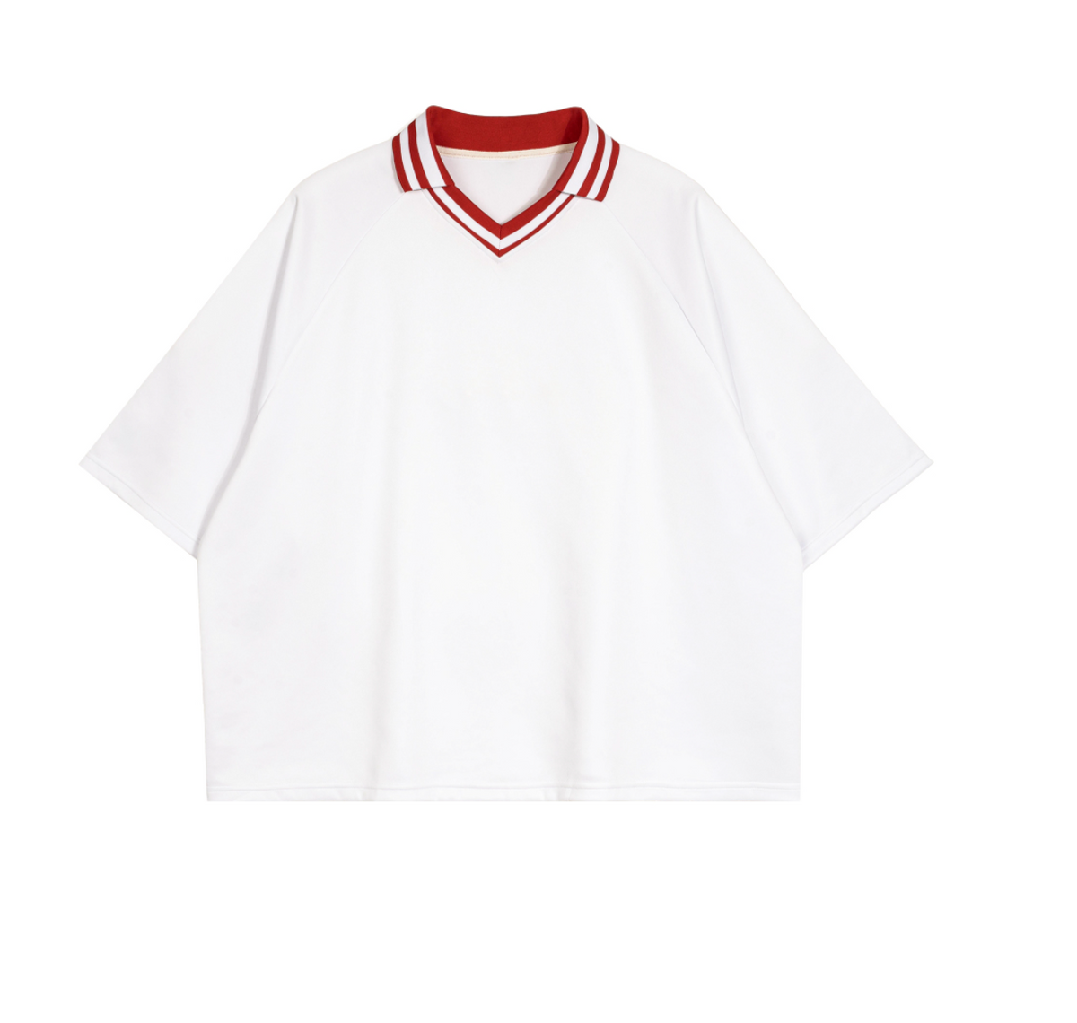 Boxy T-Shirt with Contrast Lapel Collar — product image
