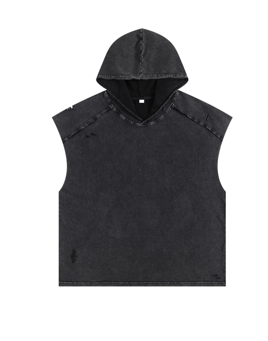 Boxy Hooded Tank Top with Snow Wash — product image