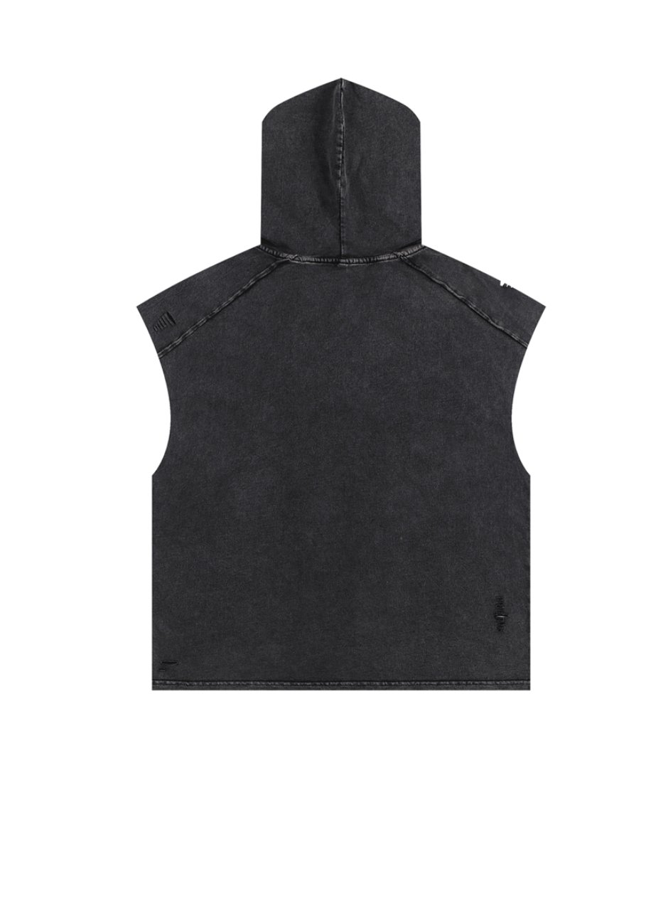 Boxy Hooded Tank Top with Snow Wash — product image