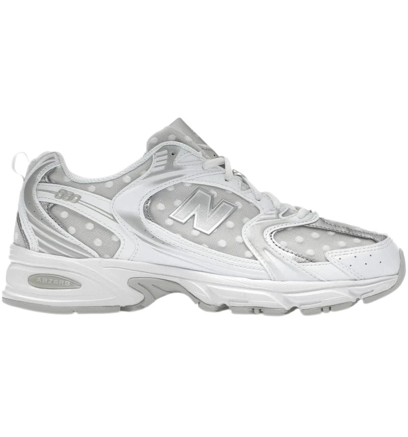 New Balance 530 White/Silver Metallic Polka Dots Sneakers - U530HFW