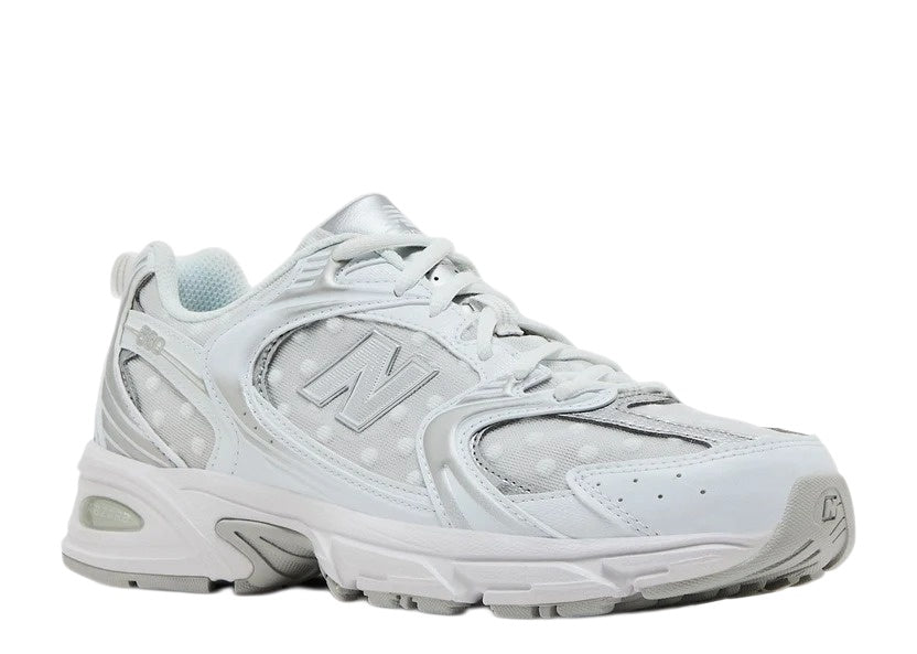 New Balance 530 White/Silver Metallic Polka Dots Sneakers - U530HFW
