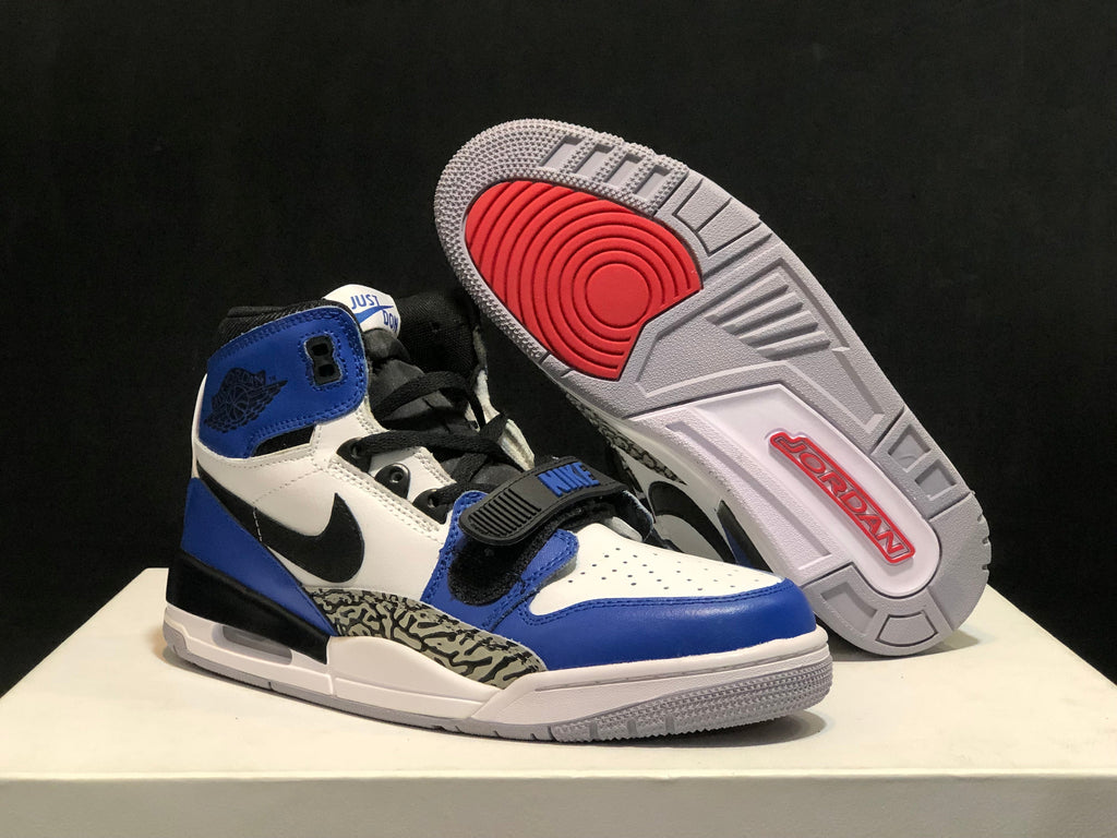 Jordan Legacy 312 High-Top Sneakers in White Blue AQ4160-104 - product image from the listing.