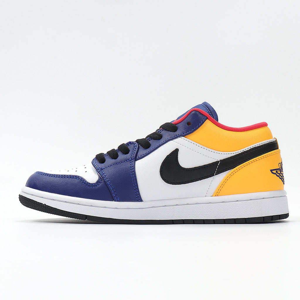 Jordan 1 Low Sneakers in Blue, in White and Yellow 553558-123 - product image from the listing.