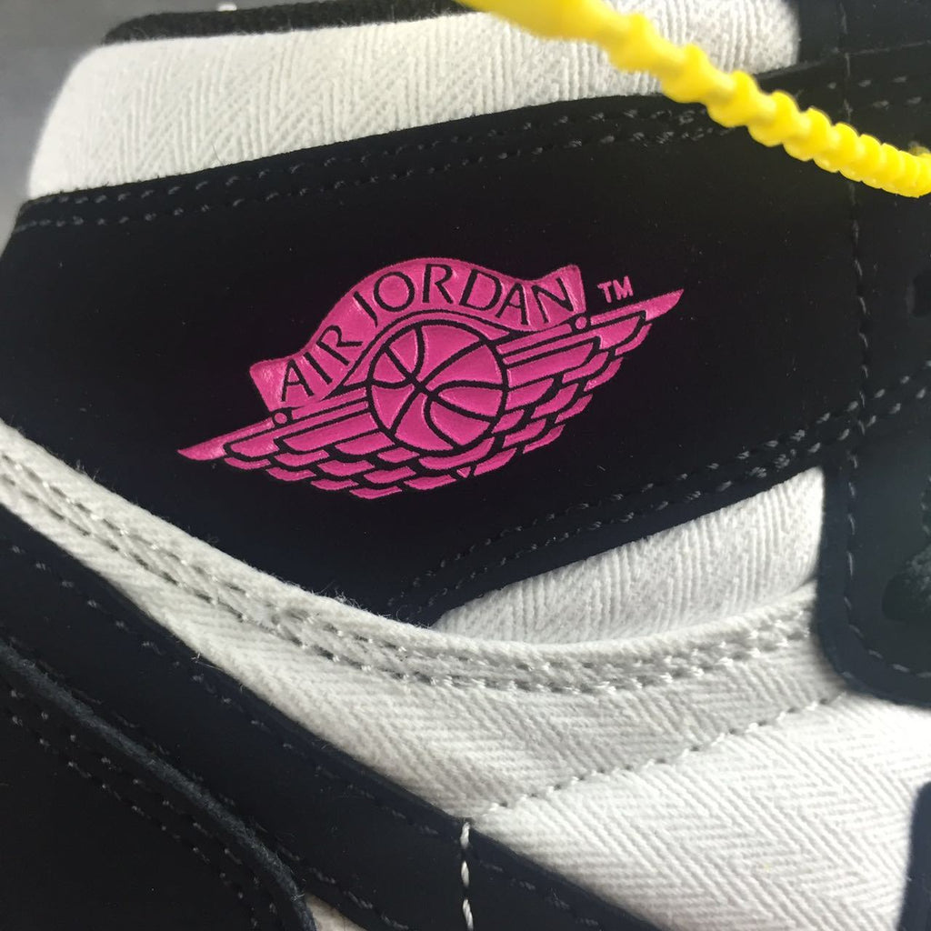 Air Jordan 1 High Black White Pink Sneakers - product image from the listing.