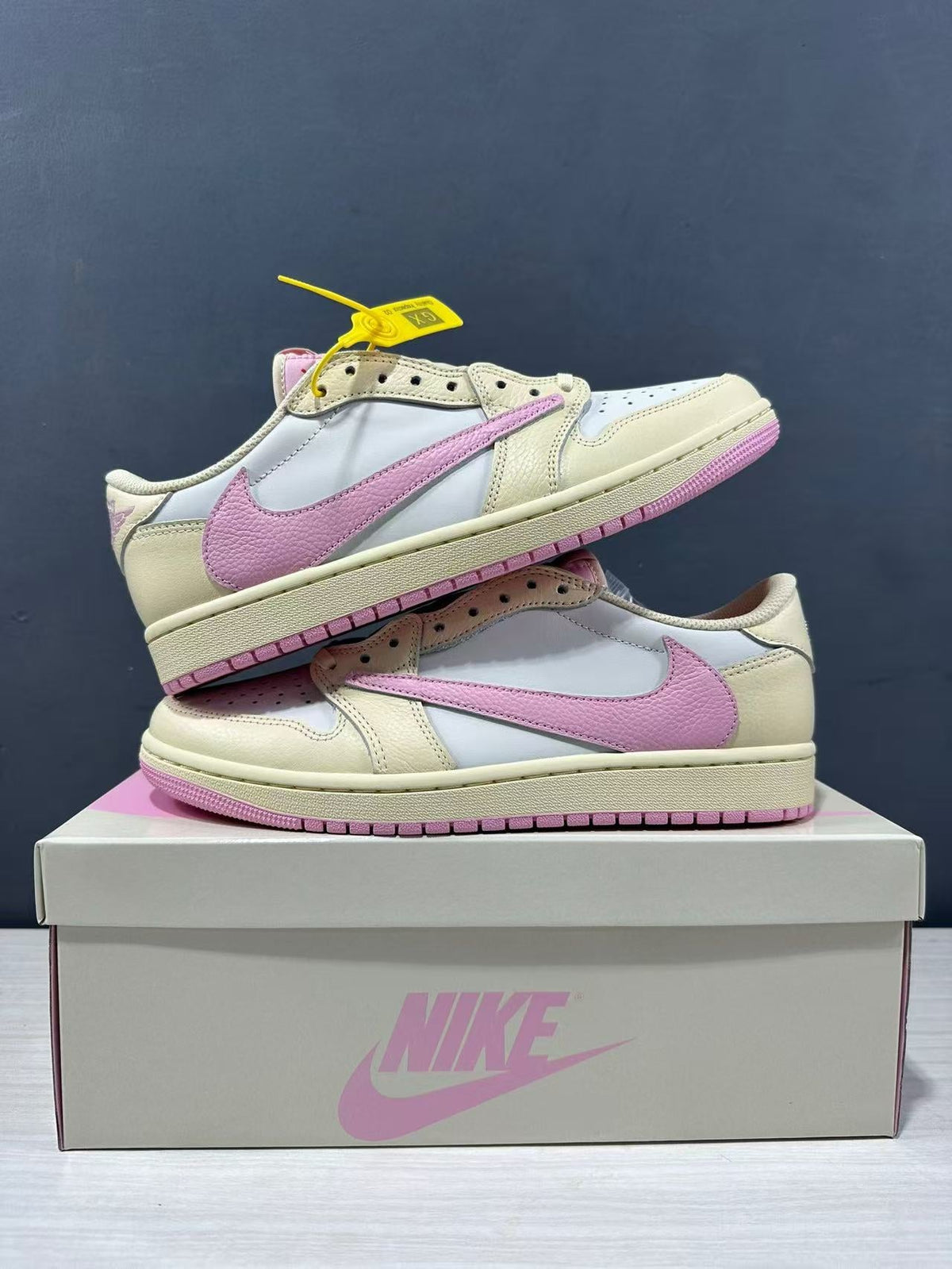 Jordan Travis Scott Air Jordan 1 Low OG Shy Sneakers in Pink - product image from the listing.