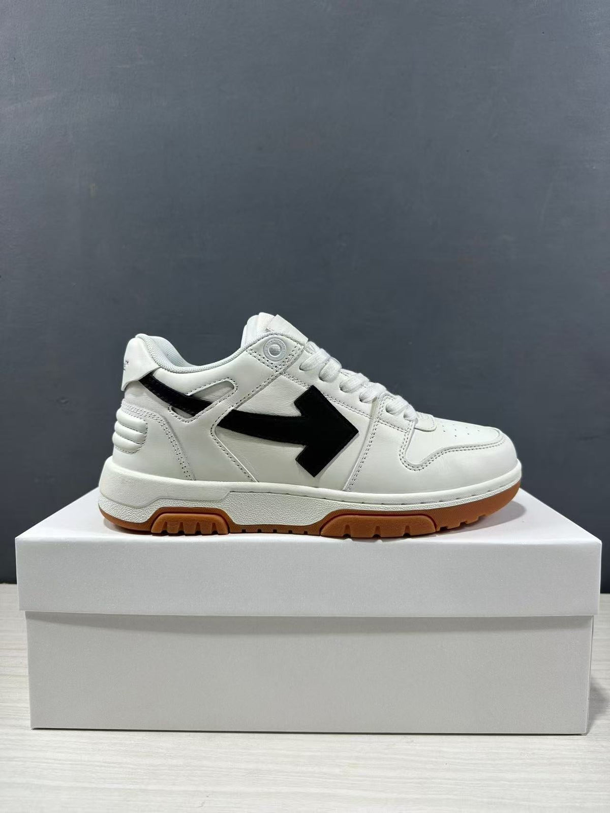 Off-White Out Of Office Sneakers in White Black OMIA189C99LEA0110110 - product image from the listing.