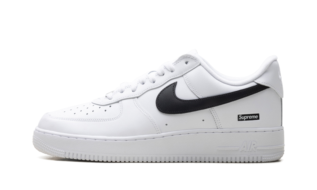 "Supreme - Mini Box Logo White / Black" Air Force 1 Low CU9225 102 - product image from the listing.