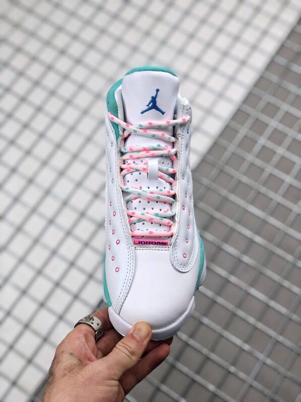 Air Jordan 13 GS Aurora Green Sneakers 439358-100 - product image from the listing.