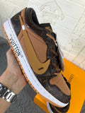 Brown Black Sneakers with Monogram Print - Jordan 1 Low - product image from the listing.