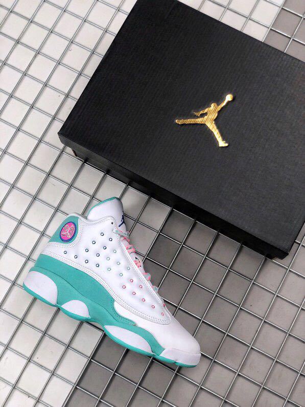 Air Jordan 13 GS Aurora Green Sneakers 439358-100 - product image from the listing.
