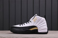 Air Jordan 12 Reverse Flu Game Sneakers White Black Gold - product image from the listing.