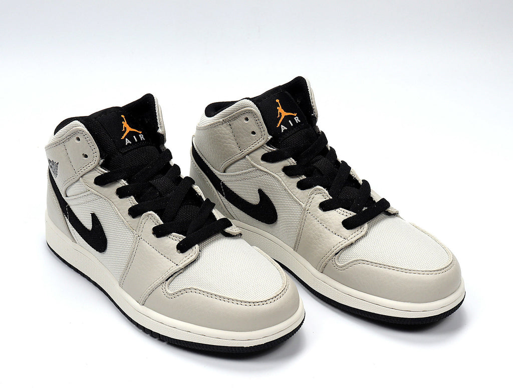 Light Smoke Grey and Black Jordan 1 Retro High OG Sneakers - product image from the listing.
