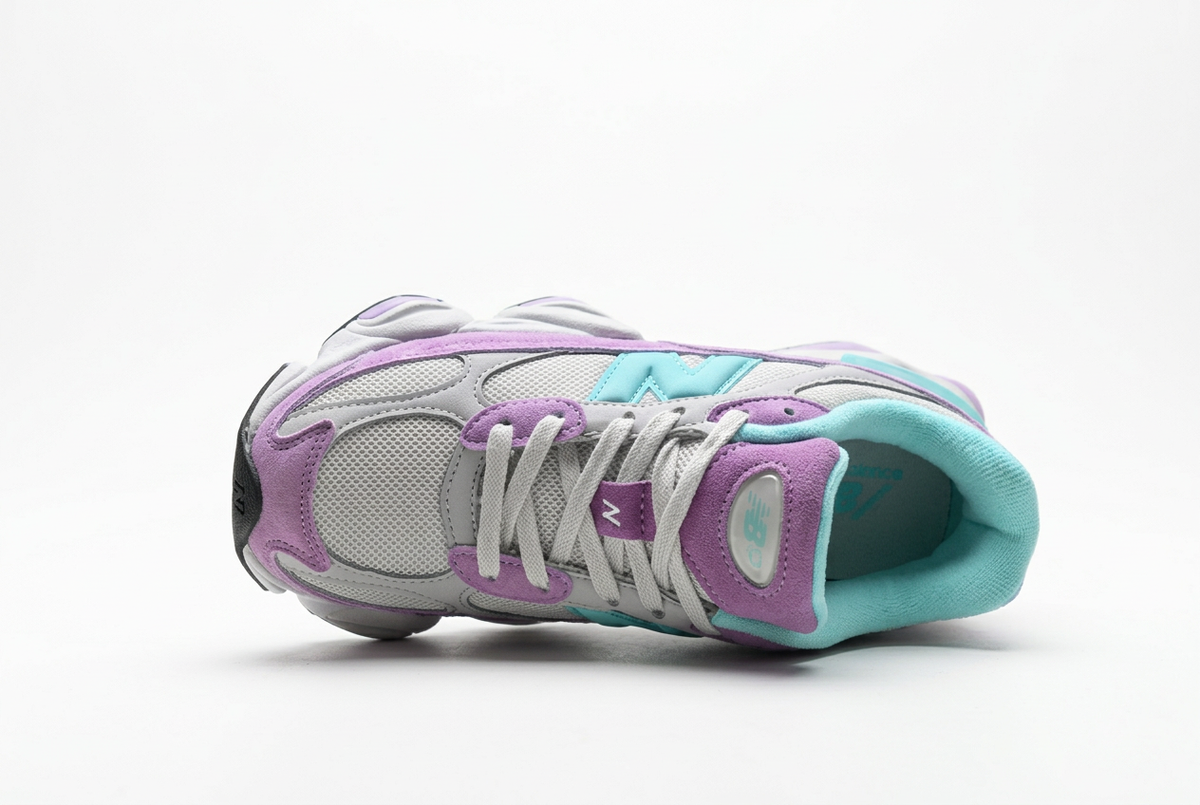 New Balance 9060 Grey & Lavender Sneakers with Turquoise Accents