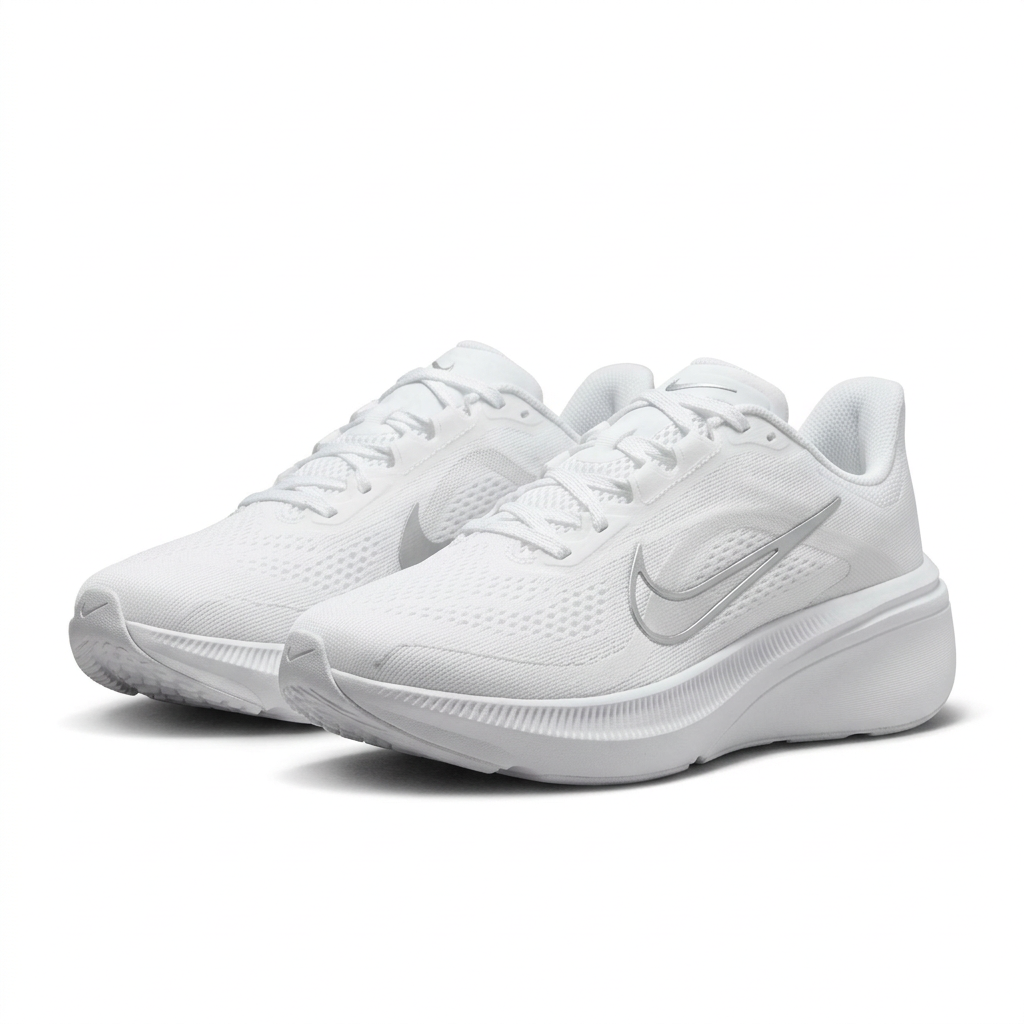 Nike White & Silver Low-Top Sneakers