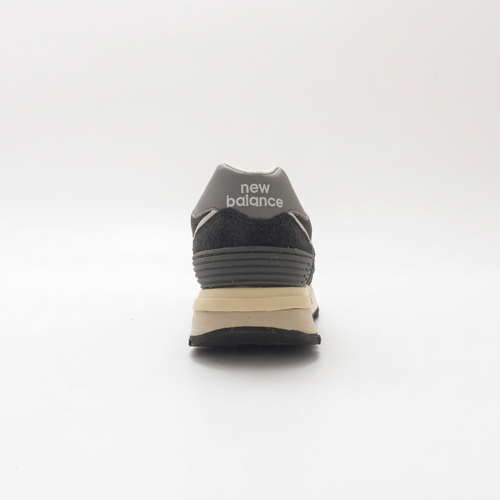 New Balance 574 Black & Grey Sneakers with Cream Sole
