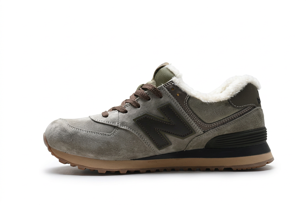 New Balance Grey-Taupe Sneakers with Fuzzy Lining