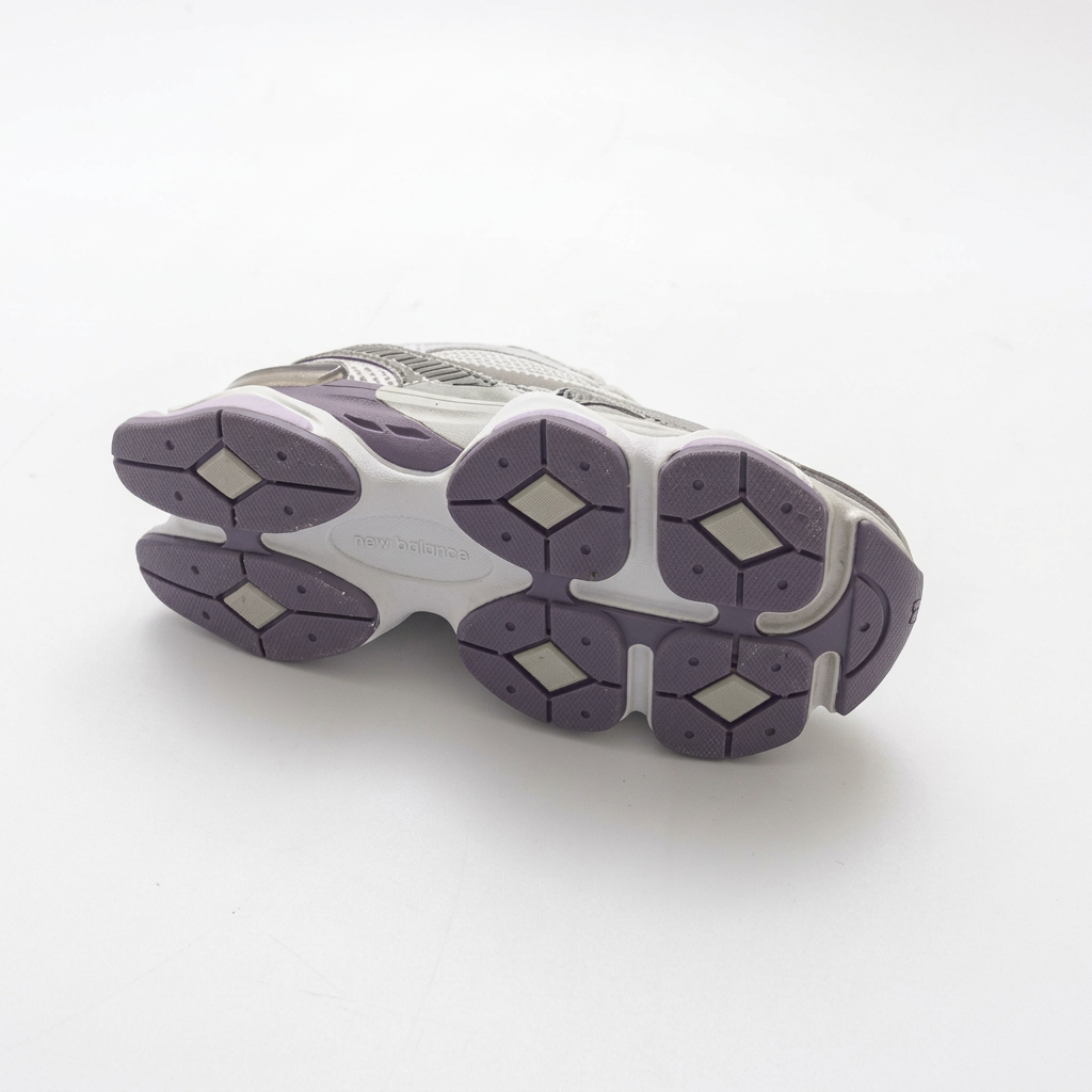 New Balance 9060 White & Grey Sneakers with Lavender Accents