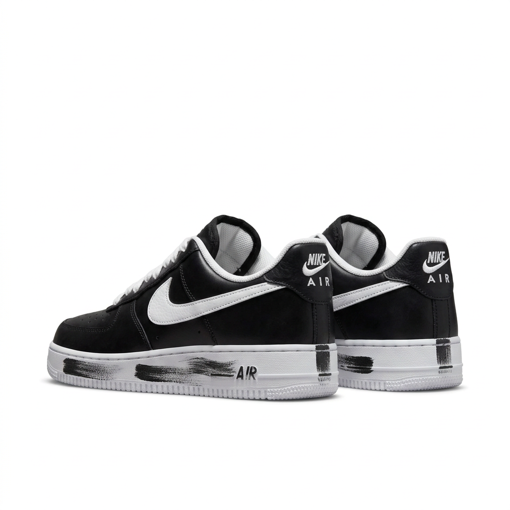 Nike Black & White Low-Top Sneakers with Brushstroke Sole