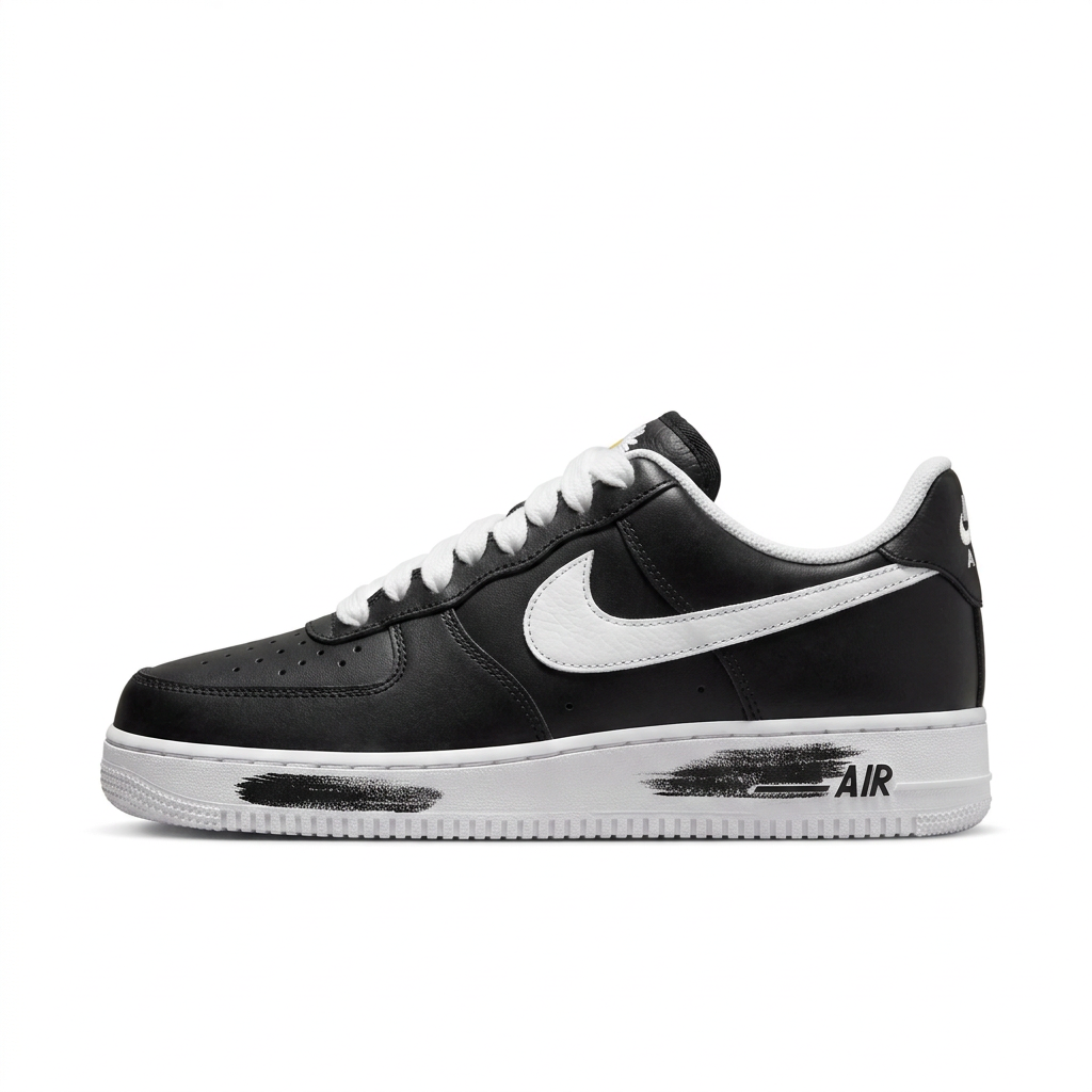 Nike Black & White Low-Top Sneakers with Brushstroke Sole