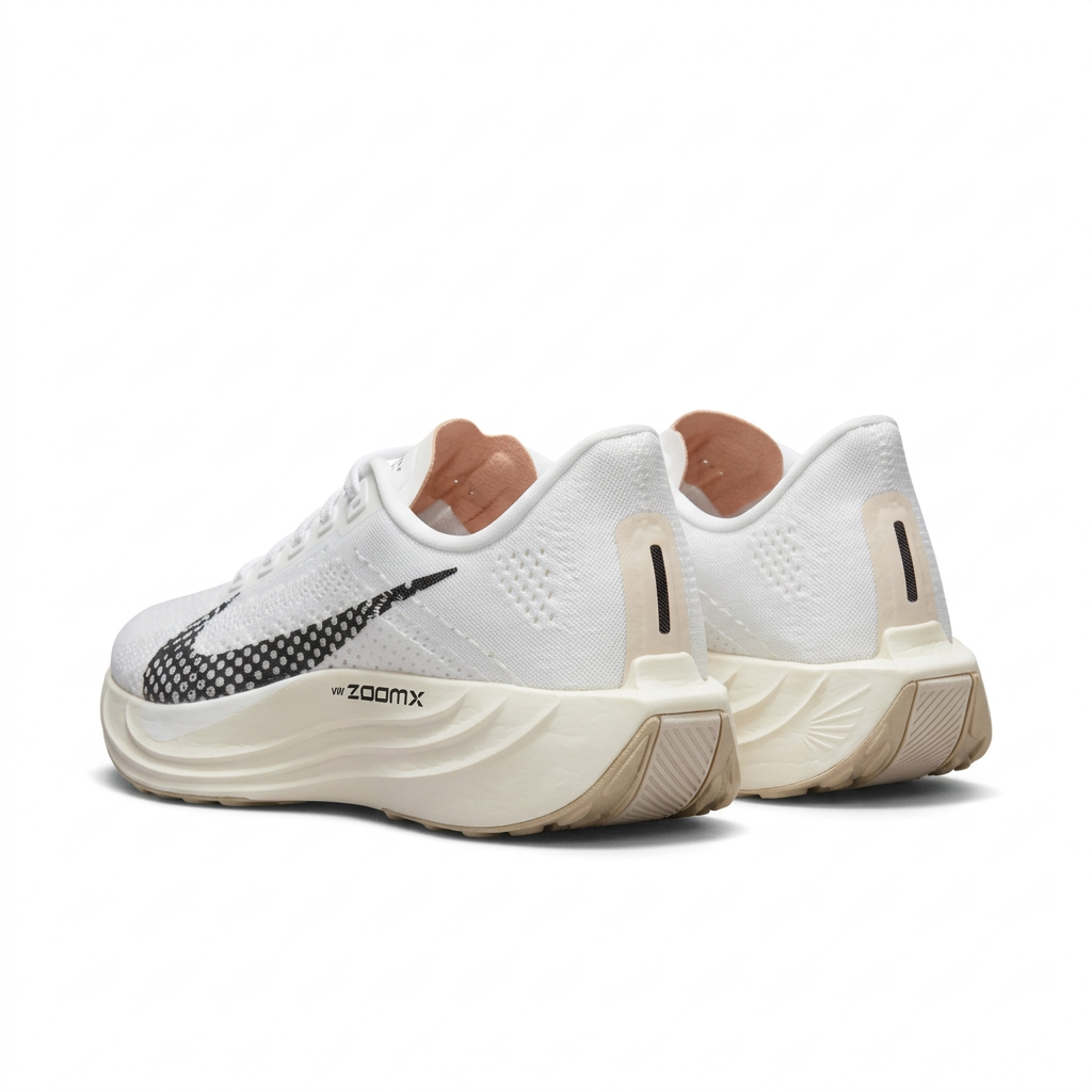 Nike White & Ivory Running Shoes with Black Swoosh
